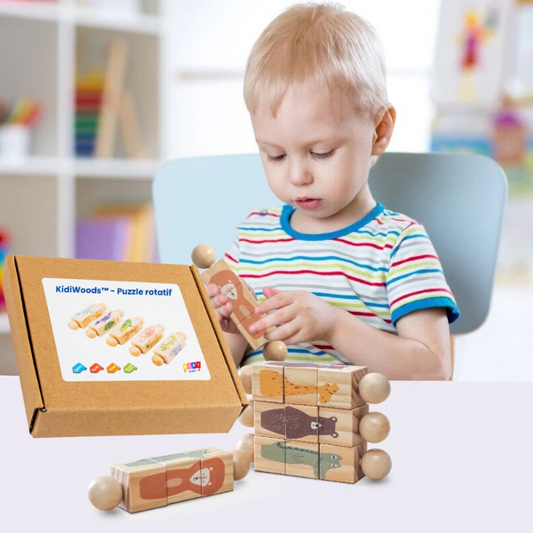 KidiWoods™ - Houten dieren draaipuzzel