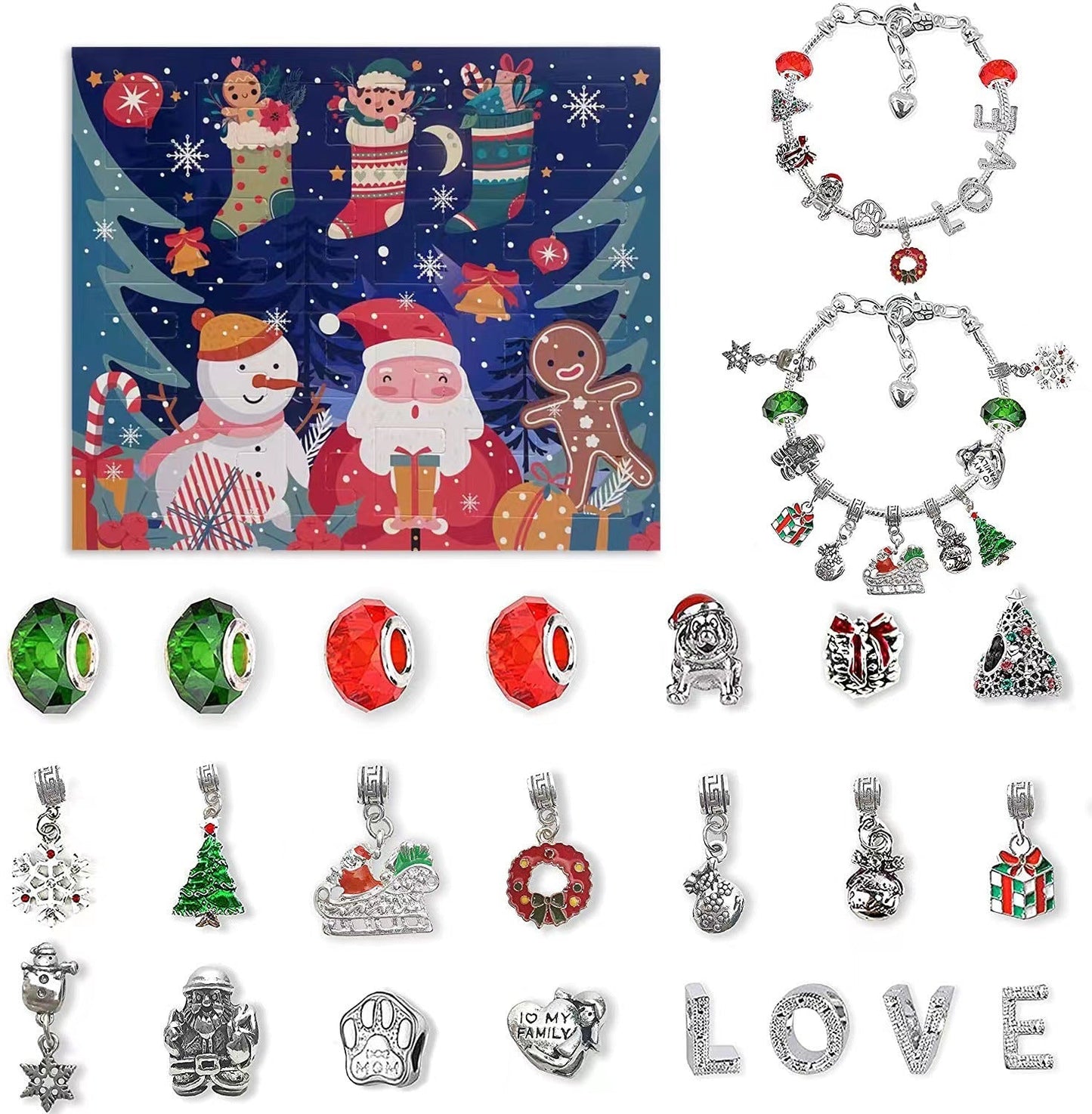 24 Dagen adventskalender kerstarmbandenset