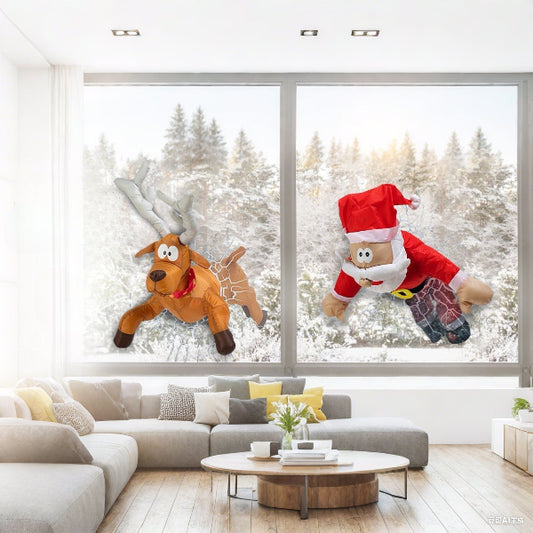 Crashende kerstman- en rendierdecoraties