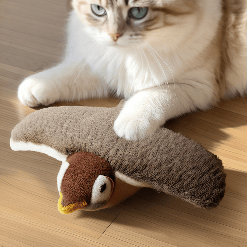 Piepend vogelspeeltje voor katten