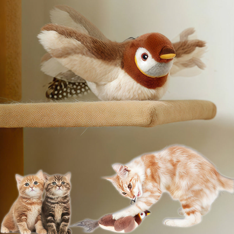 Piepend vogelspeeltje voor katten